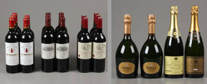 20 fl. diverse fransk rødvin, samt champagne. 20
