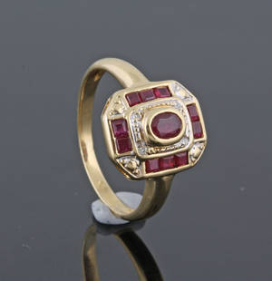 18K Ruby Diamond ring approx. 0.04ct