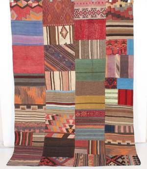 Orientmatta, flatvävd, Patchwork, 242x170 cm