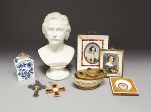 Byst bläckställ och miniatyrer