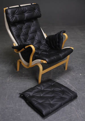 Hyndersæt til Bruno Mathssons Pernilla-stol med skammel, sort læder