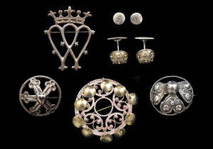 Silver broscher samt manchettknappar 8