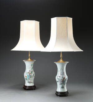 Et par kinesiske bordlamper af porcelæn 2
