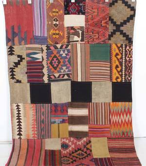 Orientmatta, flatvävd, Patchwork, 181x128 cm