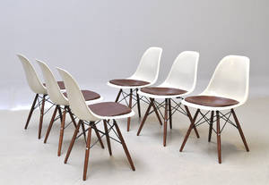 Charles Eames 1907-1978. Sæt på seks skalstole, model DSW 6