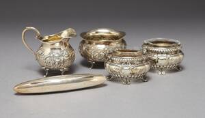 Cigarretui kanna skål saltkar i silver 