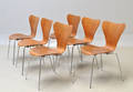 Arne Jacobsen 1902 - 1971. Sæt på seks stole i teak, model 3107 6