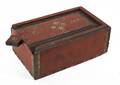 Låda med skjutlock, allmoge, daterad 1873