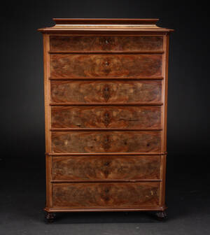 Christian VIII chiffoniere af fineret mahogni, 1800-tallets midte