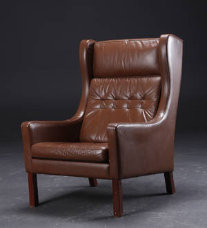 Ubekendt møbelproducent. Lænestol - Brunt læder.