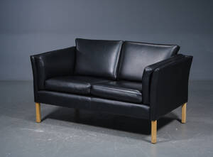 2-pers. sofa med sort læder