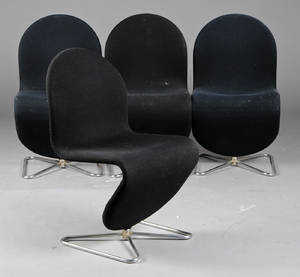 Verner Panton 1926-1998. Sæt på fire System 1-2-3 stole model C 4