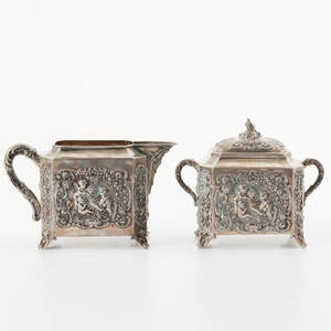 SOCKERSKÅL OCH GRÄDDKANNA, Silver