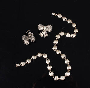 Halskæde samt par brocher, sterling sølv 3