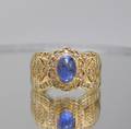Ring mit Brillanten und Saphir ca. 0.21 ct.  1.03 ct.