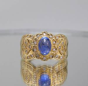 Ring mit Brillanten und Saphir ca. 0.21 ct.  1.03 ct.