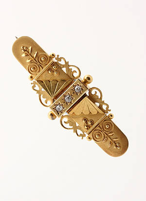 Antik brillantbroche af 15 kt. guld. 1800tallets anden halvdel.