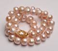Collier med gl. rosa ferskvands kulturperler