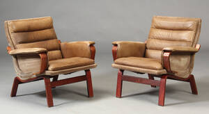 Møbelproducent. Par lænestole, bøg, læder 2 Denne vare er sat til omsalg under nyt varenummer 4518868