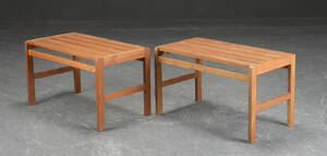 Trip Trap.To bænke af teaktræ. 2