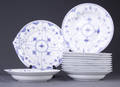 Musselmalet Halvblonde servicedele, porcelæn. Kgl.P. I og II sort. 12