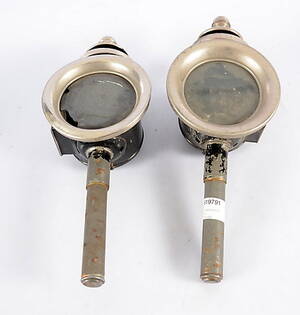 VAGNSLYKTOR, 1 par, metallglas, 1900-tal.
