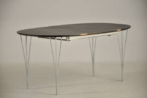 Piet HeinBruno Mathsson. Super ellipse bord med udtræk.