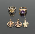 Vintage ringe samt vedhæng, 8- og 14 kt guld 5