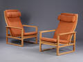 Børge Mogensen. Par slædestole  lænestole, egetræ, model 2254 2 