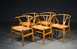 Hans J. Wegner, fem Y- stole af egetræ, model CH-24 5