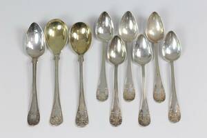 SKEDAR, 9 st, silver, Gammal fransk, 125 g