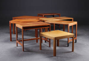 Christian Hvidt, mødeborde af mahogni, forskellige størrelser 7