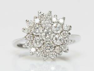 Blomsterring m brillanter, 14 kt rhod. guld, 2.20 ct