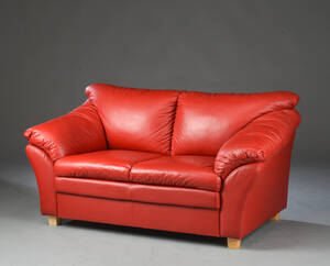 To-pers sofa, rødt læder