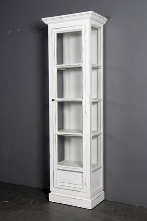 Vitrineskab, hvid antikbemaling 