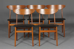 Teak Farstrup stole med sort nappasæde 5