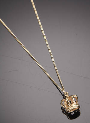 Guldhalskæde med kronevedhæng, 14 kt