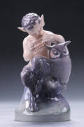 Royal Copenhagen. Figur nr. 2107, faun med ugle Denne vare er sat til omsalg under nyt varenummer 4330504