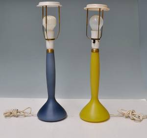 Kastrup. Par bordlamper i farvet glas2