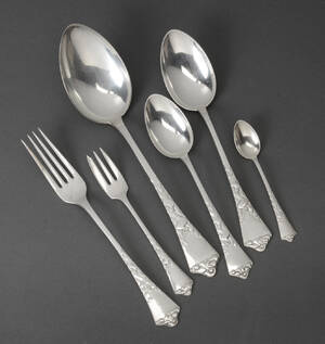 Frigast. Bestik af sølv, skønvirke 24