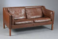 Børge Mogensen. To-pers sofa model 2212 med brunt læder