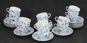 Moccakoppar med fat 12st, Musselmalet, Royal Copenhagen