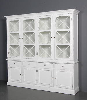 Vitrineskab, to-delt. Hvid antikbemaling.2  