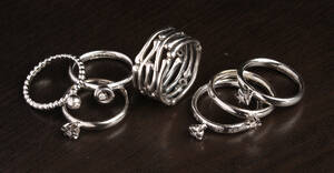 Samling ringe, sterling sølv m.m. 7