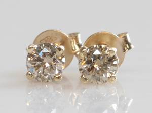 Par brillantørestikker, ca. 0.50 ct. 2
