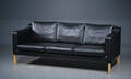 3-pers. sofa med sort læder 