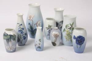 KglBG Samling porcelænsvaser H. ni stk. 1 sort. 9
