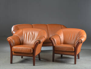 Sofa samt to lænestole, læder 3 Denne vare er sat til omsalg under nyt varenummer 5046524