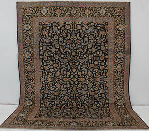 Handknuten stor blå keshan, Persien, 400x298