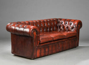 Chesterfield. Tre-personer sofa, læder 